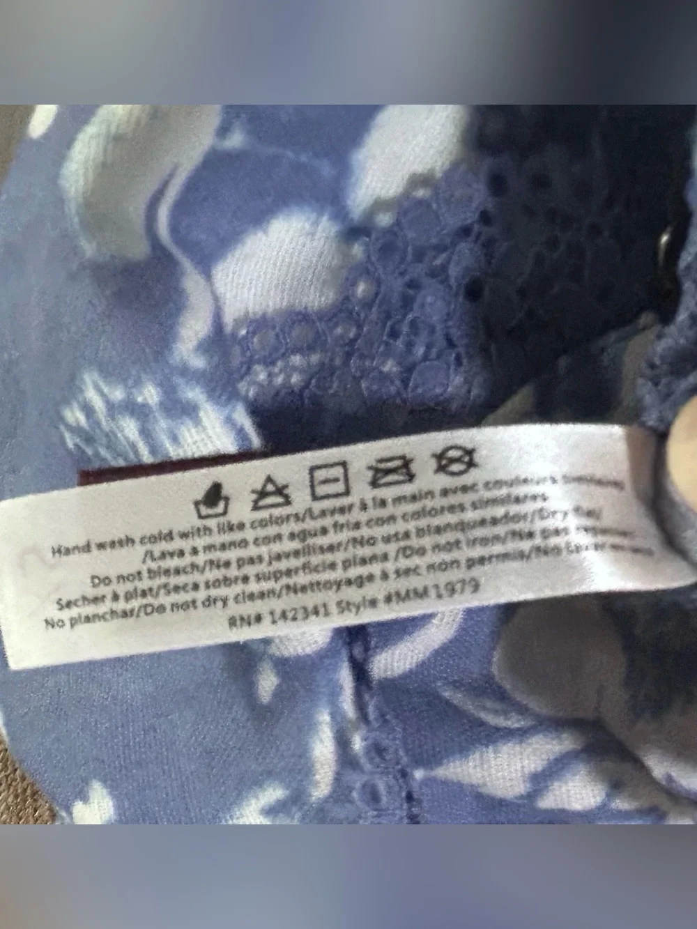 Adore Me Floral Lace Trim Nightgown Chemise Dress Blue White XS Cottagecore